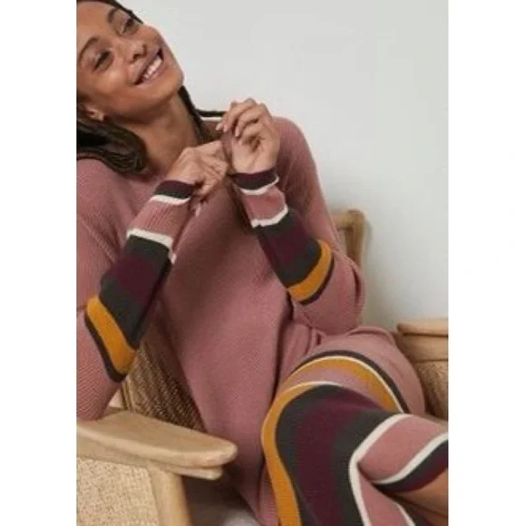 NWT Anthropologie Parvati Midi Column Sweater Dress Pink Long Sleeve Striped New - Picture 3 of 12